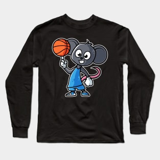 Mouse Basketball Game Day Funny Team Sports B-ball Rat graphic Long Sleeve T-Shirt